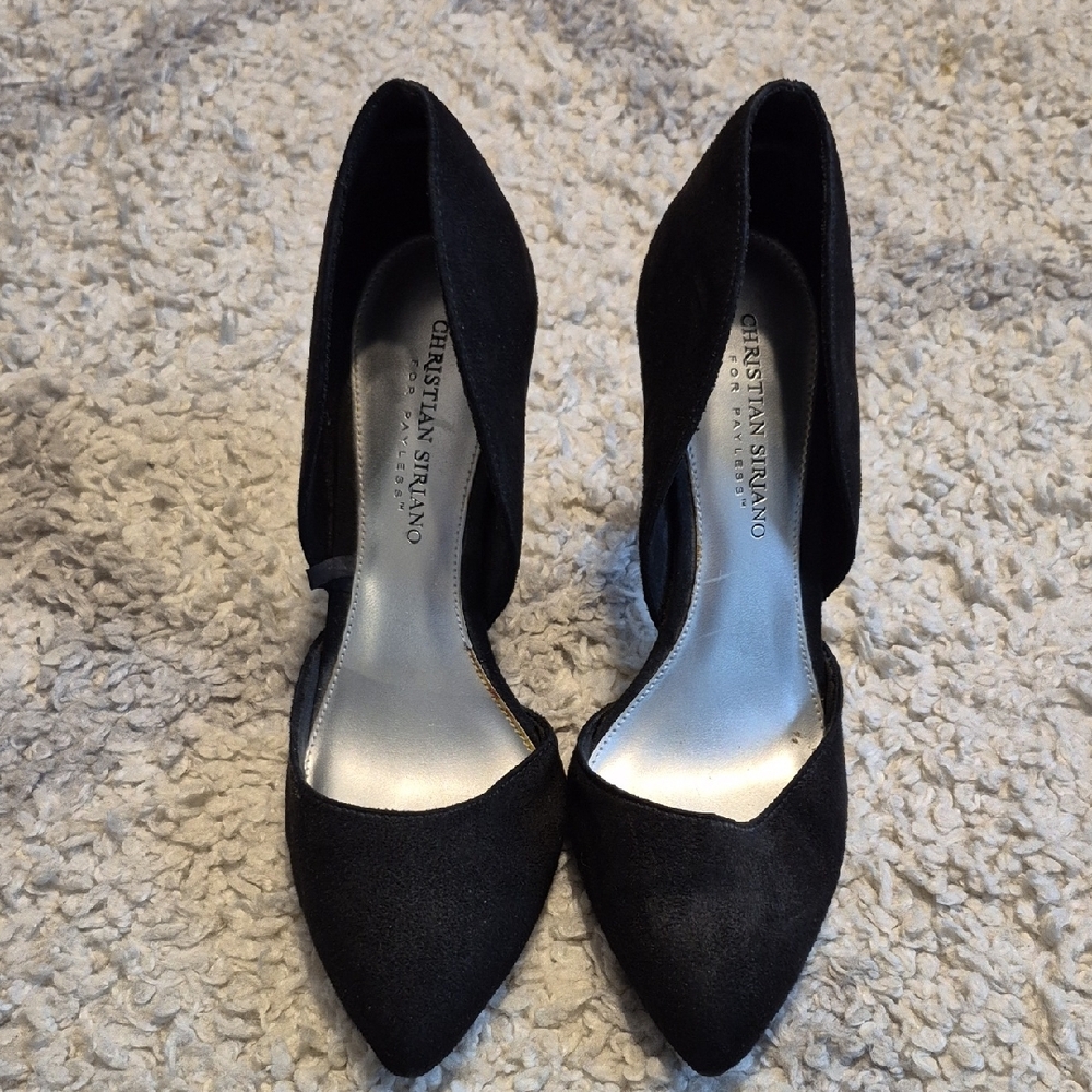 Christian Siriano Black High Heels with Textured Finish
